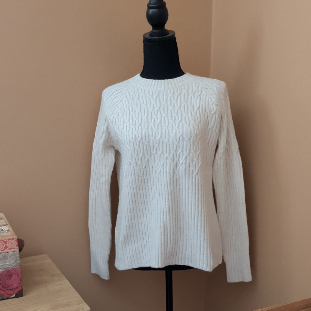 LOFT Cream Cable Knit Sweater